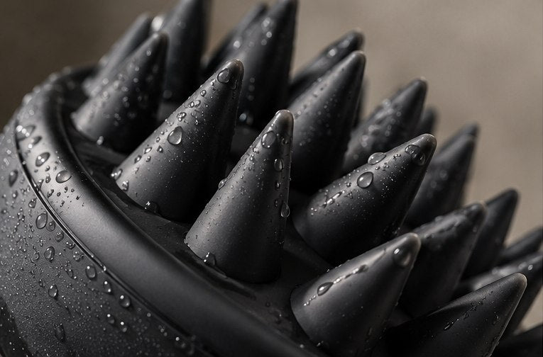 Close-up of the flexible silicone bristles